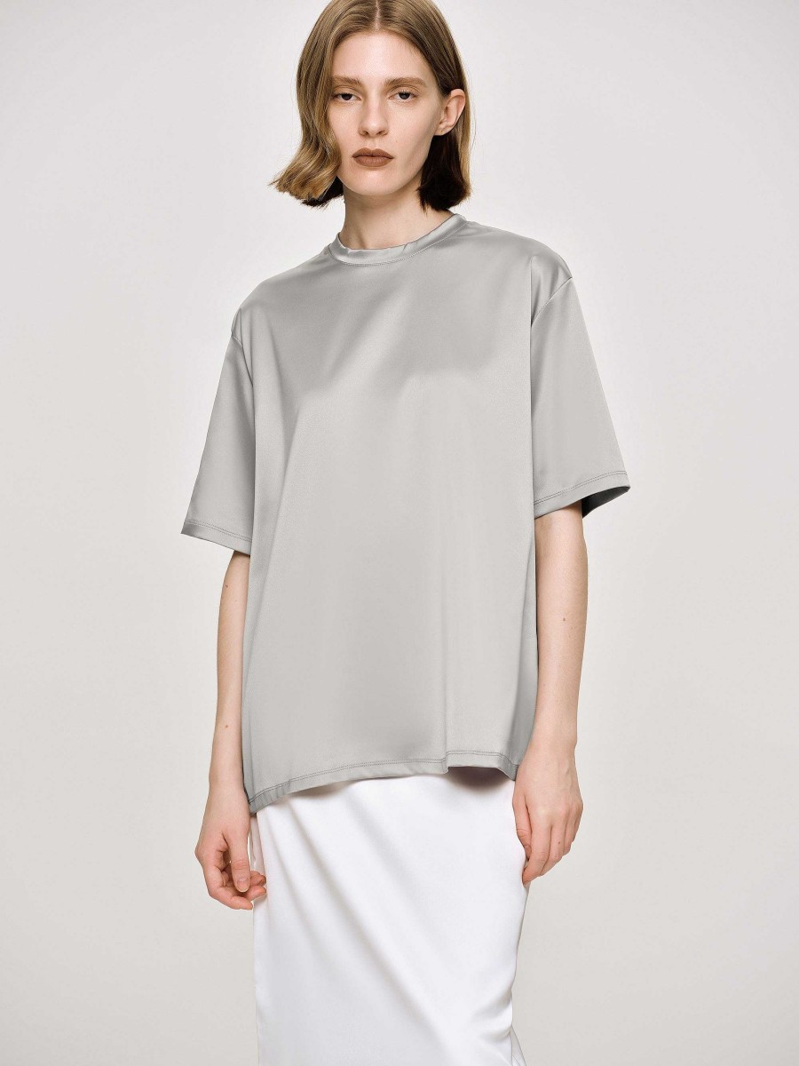 Source Unknown Satin-T-Shirt, Silber | Zubehor