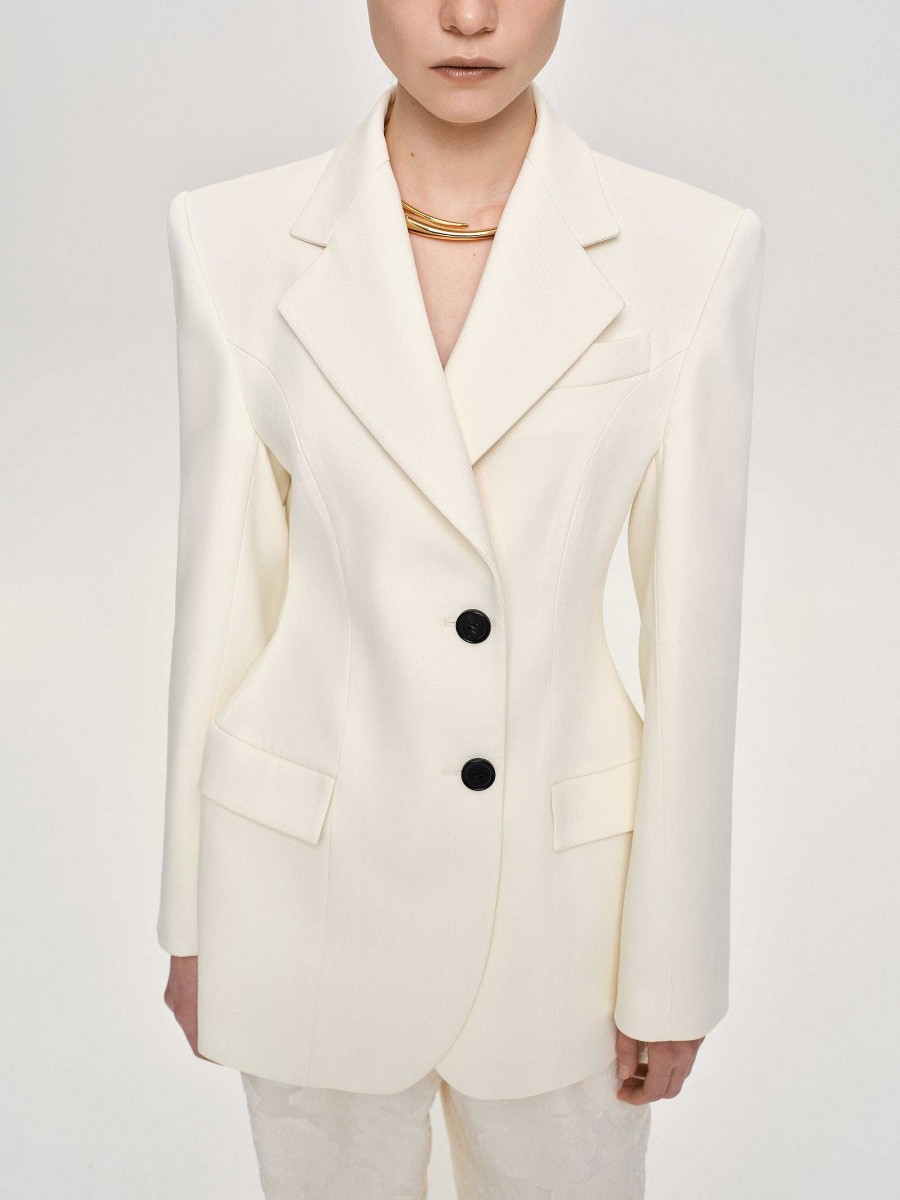 Source Unknown Poldo Sanduhr-Blazer, Creme | Kleidung