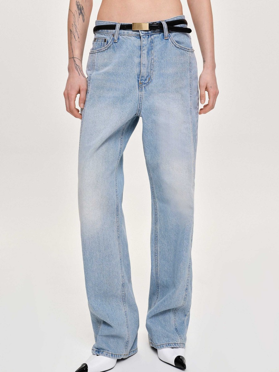 Source Unknown Gerade Jeans Mit Seitlichen Einsatzen, Hell Verwaschenes Blau | Kleidung