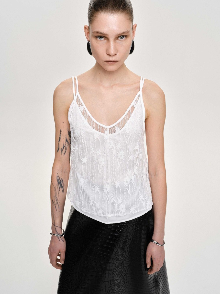 Source Unknown Intersia Blumen-Tanktop, Weis | Oberteile