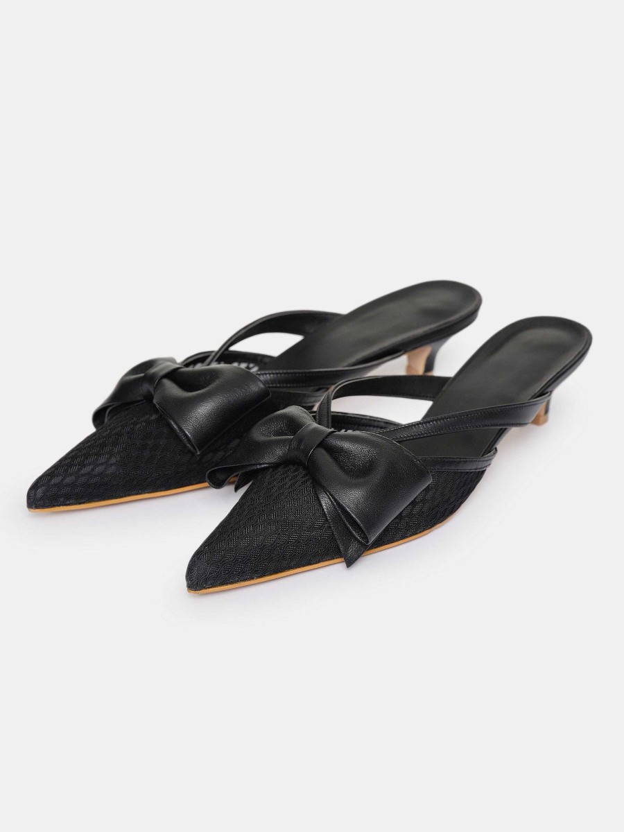 Source Unknown Lisa Mesh Bow Mules, Schwarz | Schuhe & Taschen