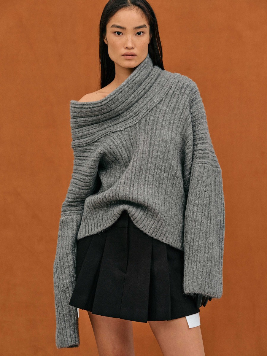 Source Unknown Becca Ubergroser High-Roll-Strickpullover, Sturmgrau | Zubehor