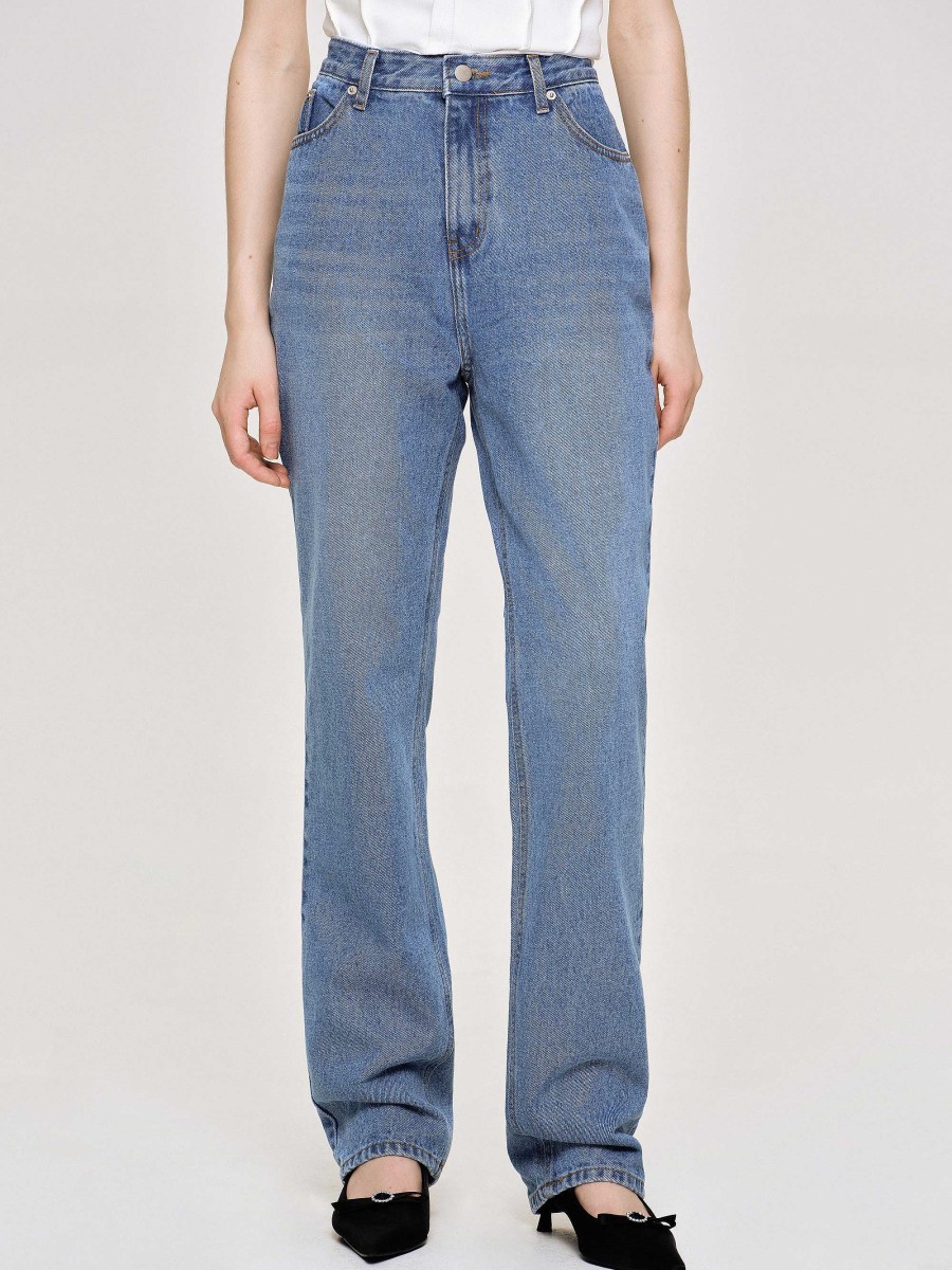 Source Unknown Durchgehende Slim-Jeans, Mittelblau | Denim