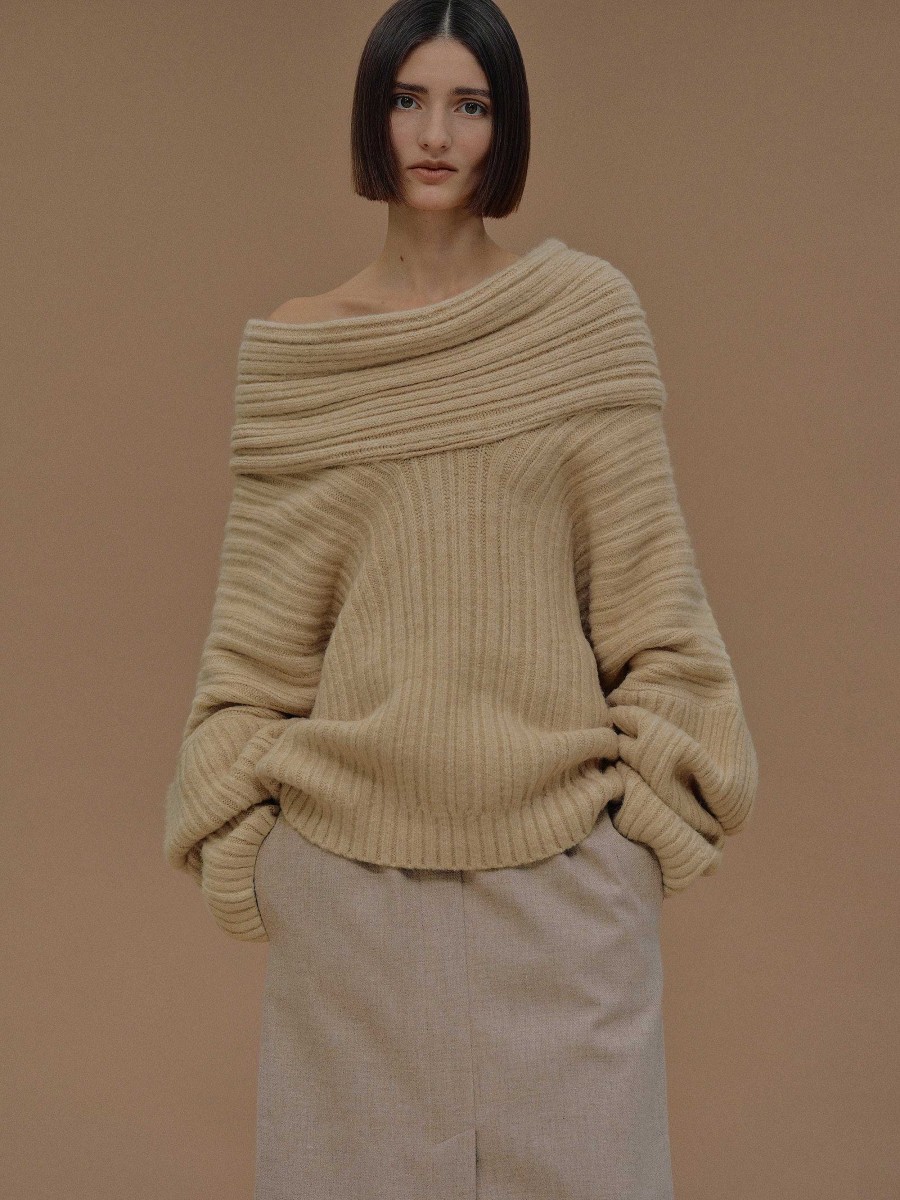 Source Unknown Becca Ubergroser High Roll Strickpullover, Butter | Zubehor