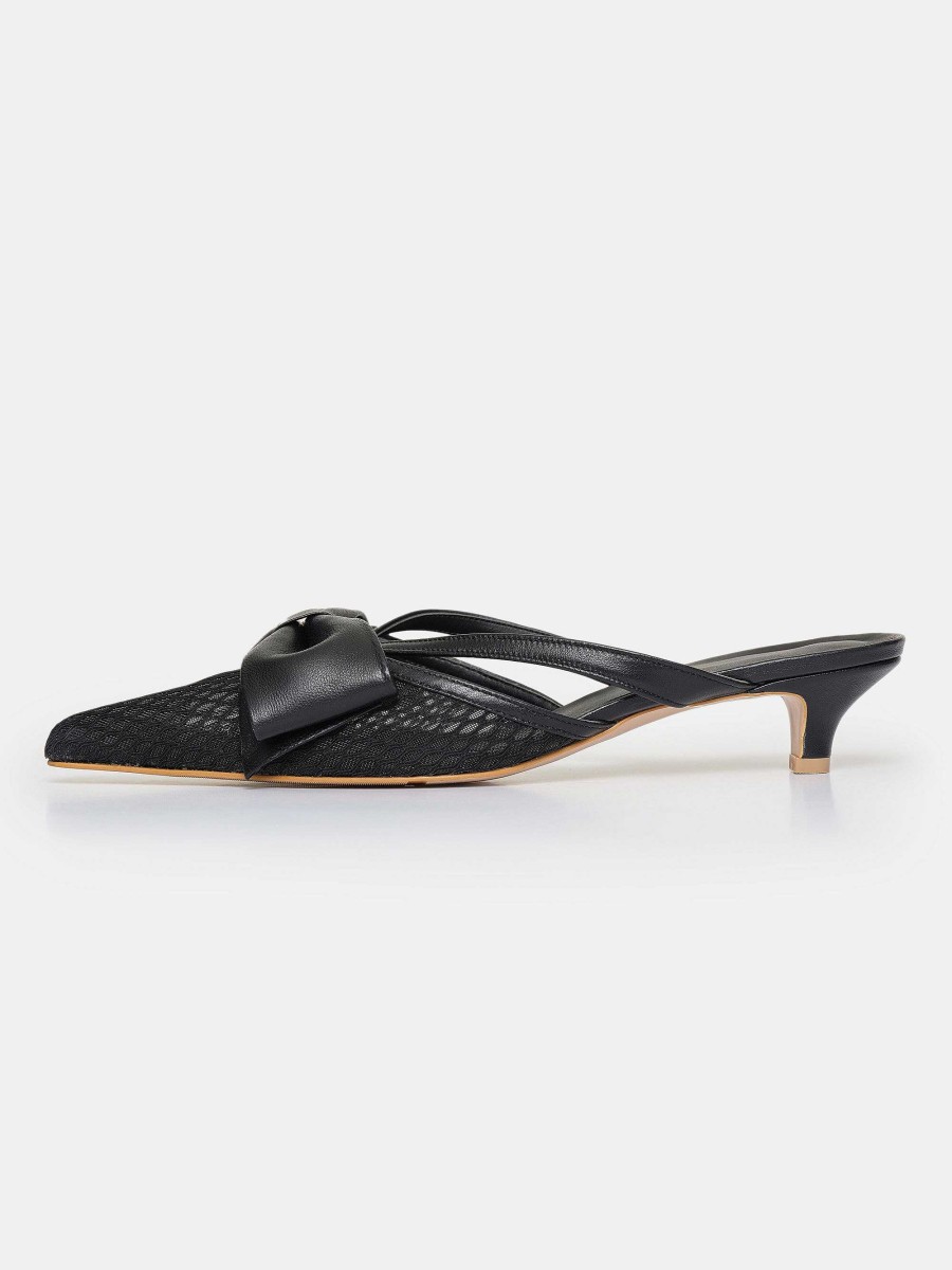 Source Unknown Lisa Mesh Bow Mules, Schwarz | Schuhe & Taschen