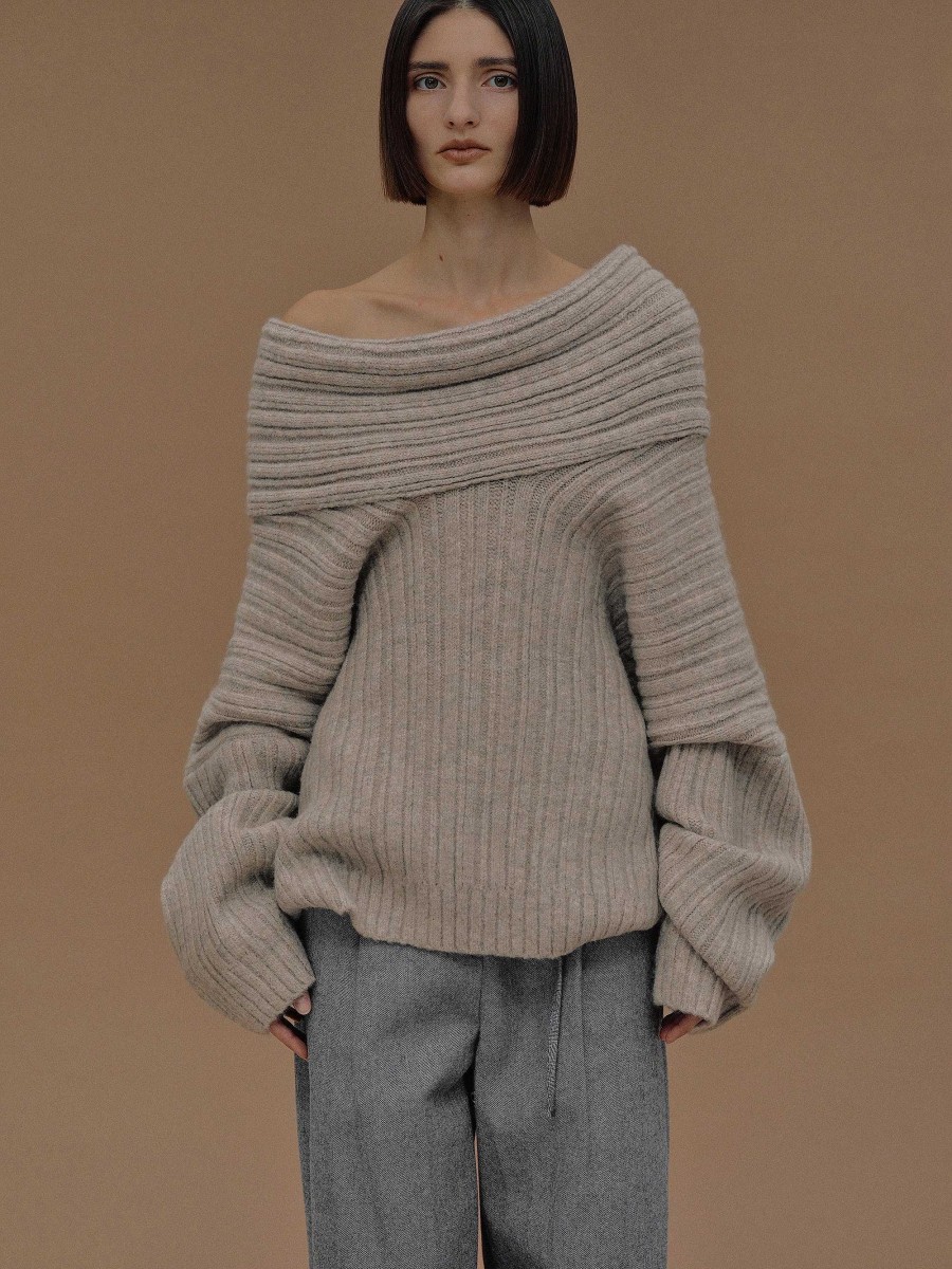 Source Unknown Becca Ubergroser High-Roll-Strickpullover, Kokosnuss | Zubehor