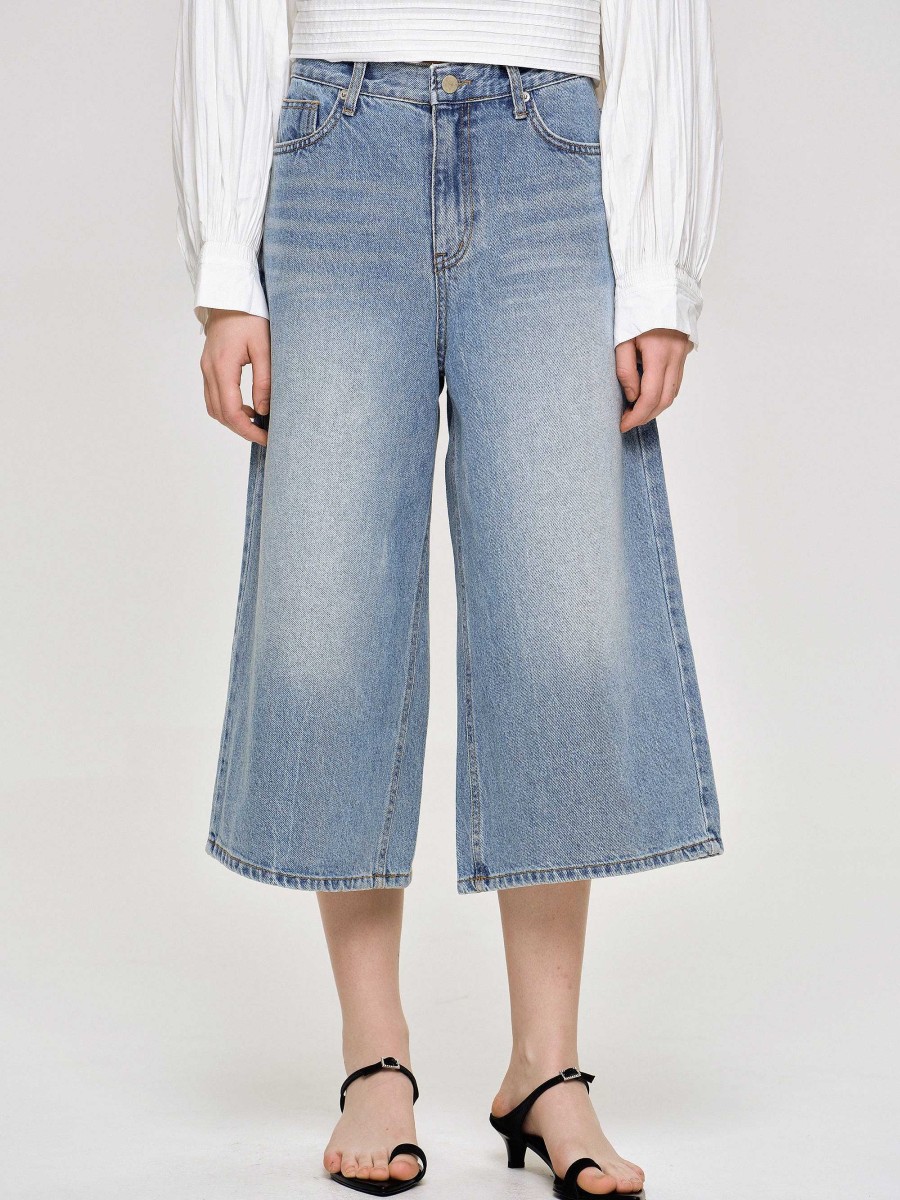 Source Unknown Weite, Verkurzte Jeans, Mittelblau | Kleidung