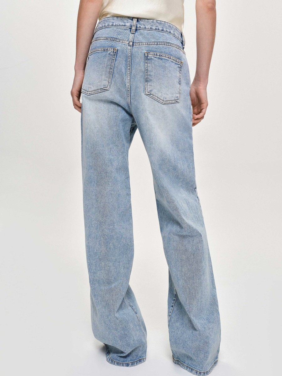 Source Unknown Lange Jeans Mit Geradem Bein, Helles Vintage-Blau | Kleidung