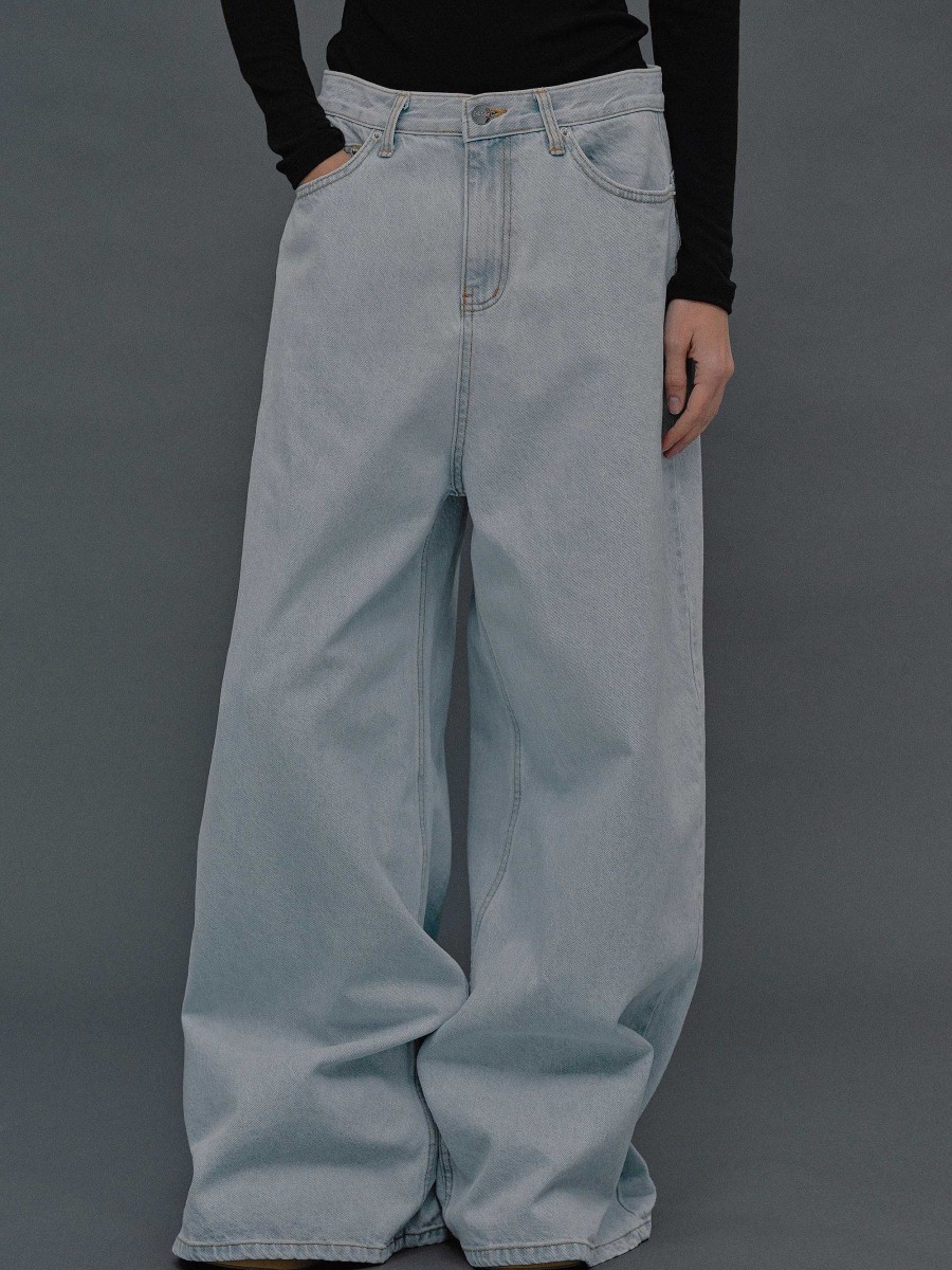 Source Unknown Jeans In Ubergrose, Hellblaue Waschung | Denim