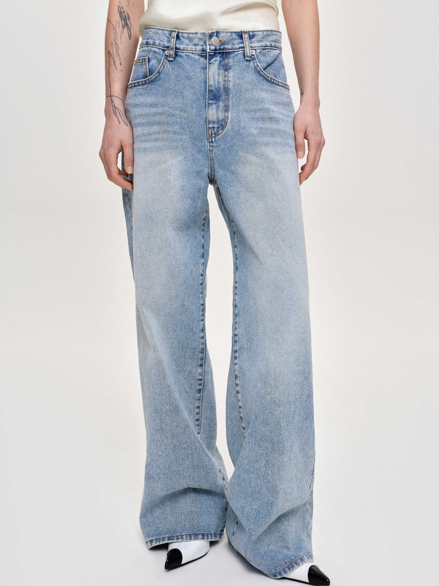 Source Unknown Lange Jeans Mit Geradem Bein, Helles Vintage-Blau | Denim