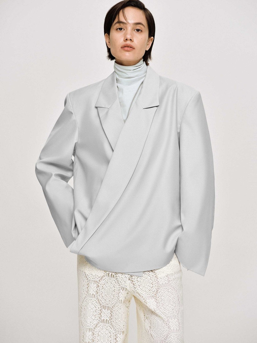 Source Unknown Baia Boxy Wrap Blazer, Gainsboro Grey | Zubehor