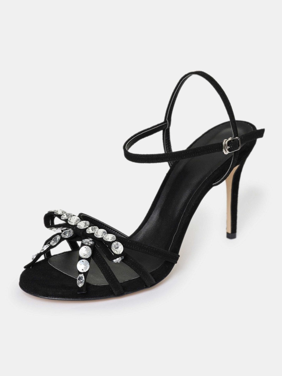 Source Unknown Micol Offene Zehensandalen Mit Juwelenabsatz, Schwarz | Schuhe & Taschen