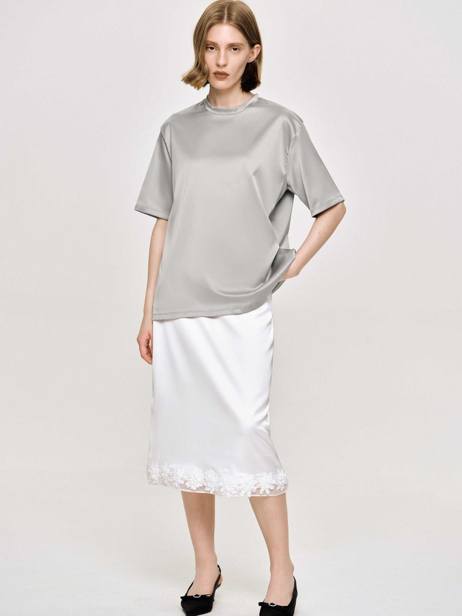 Source Unknown Satin-T-Shirt, Silber | Zubehor