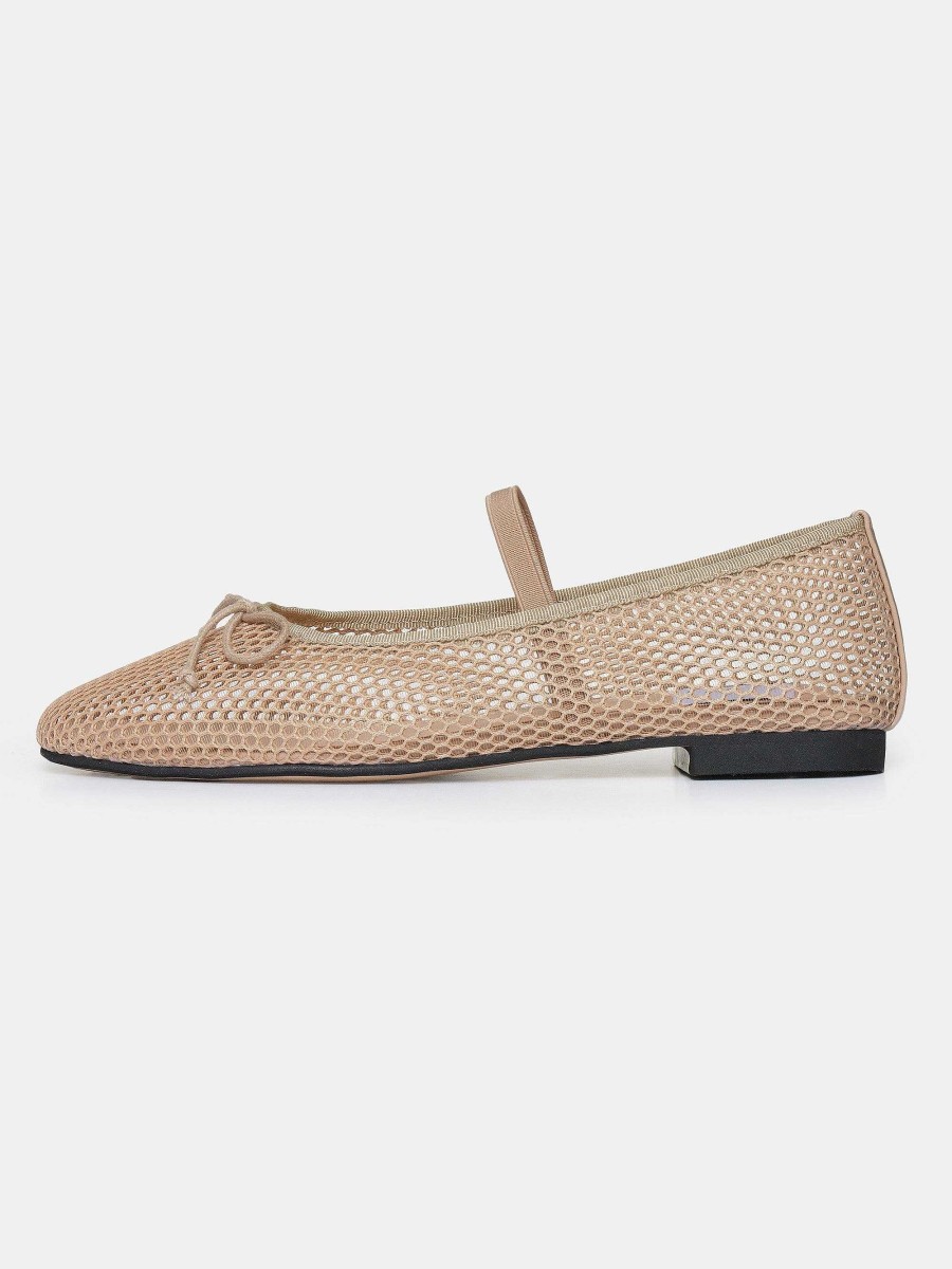 Source Unknown Mary Jane Mesh-Ballerinas, Taupe | Schuhe & Taschen