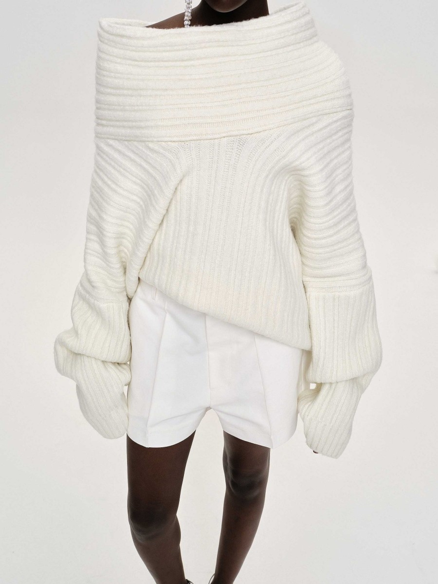 Source Unknown Becca Ubergroser High Roll Strickpullover, Weis | Zubehor