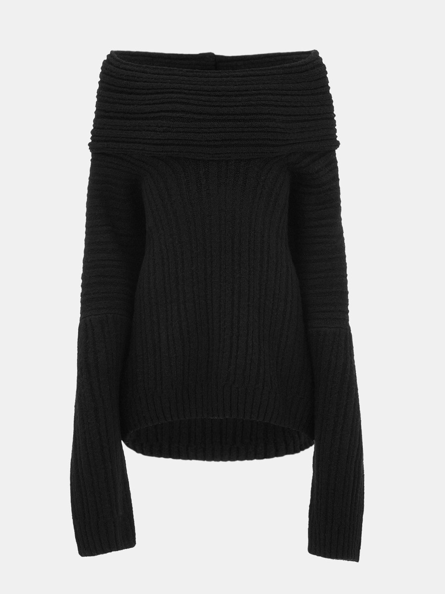 Source Unknown Becca Ubergroser High-Roll-Strickpullover, Schwarz | Zubehor